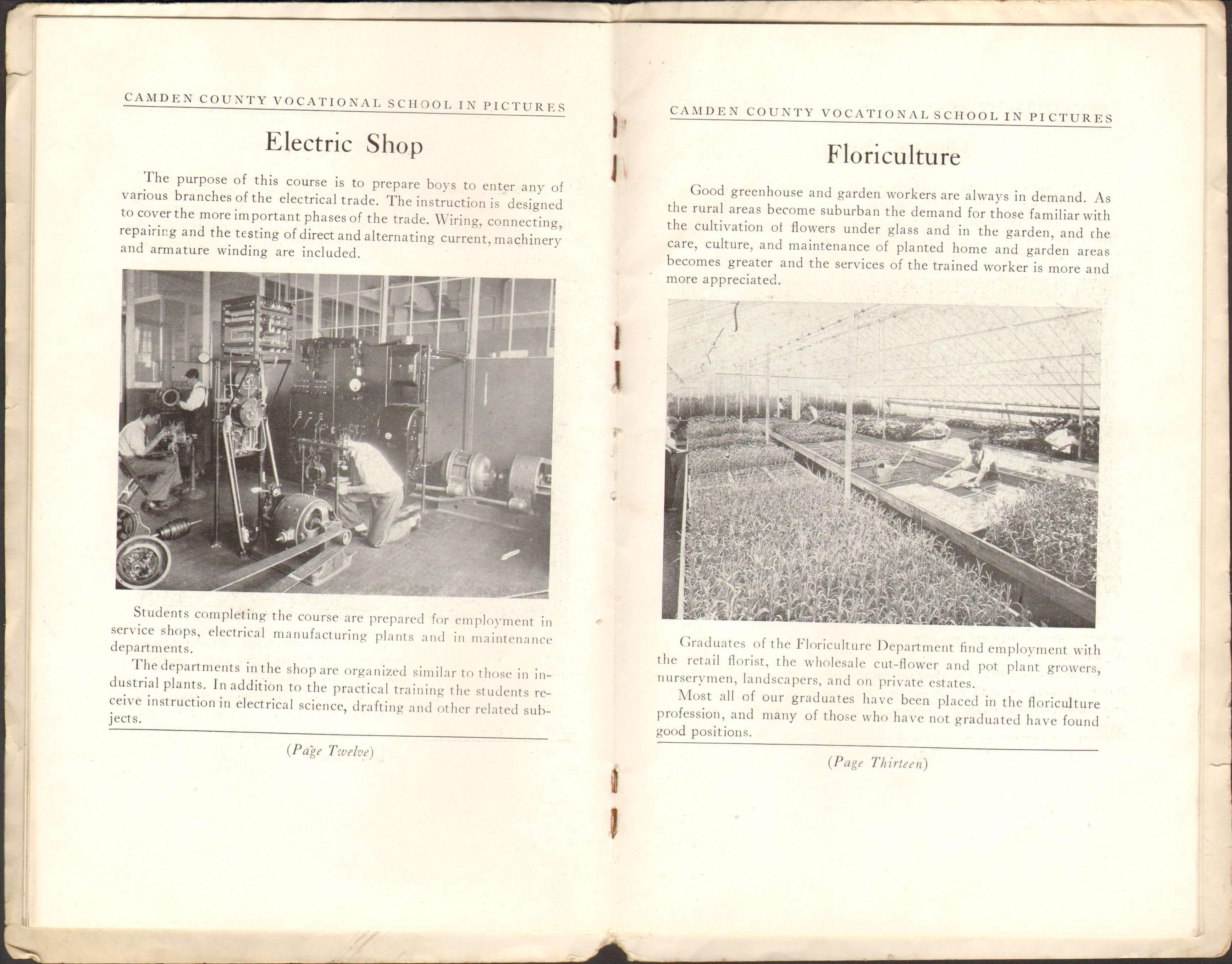 Open House Souvenir Booklet page 12, Camden County Vocational School, 1939
