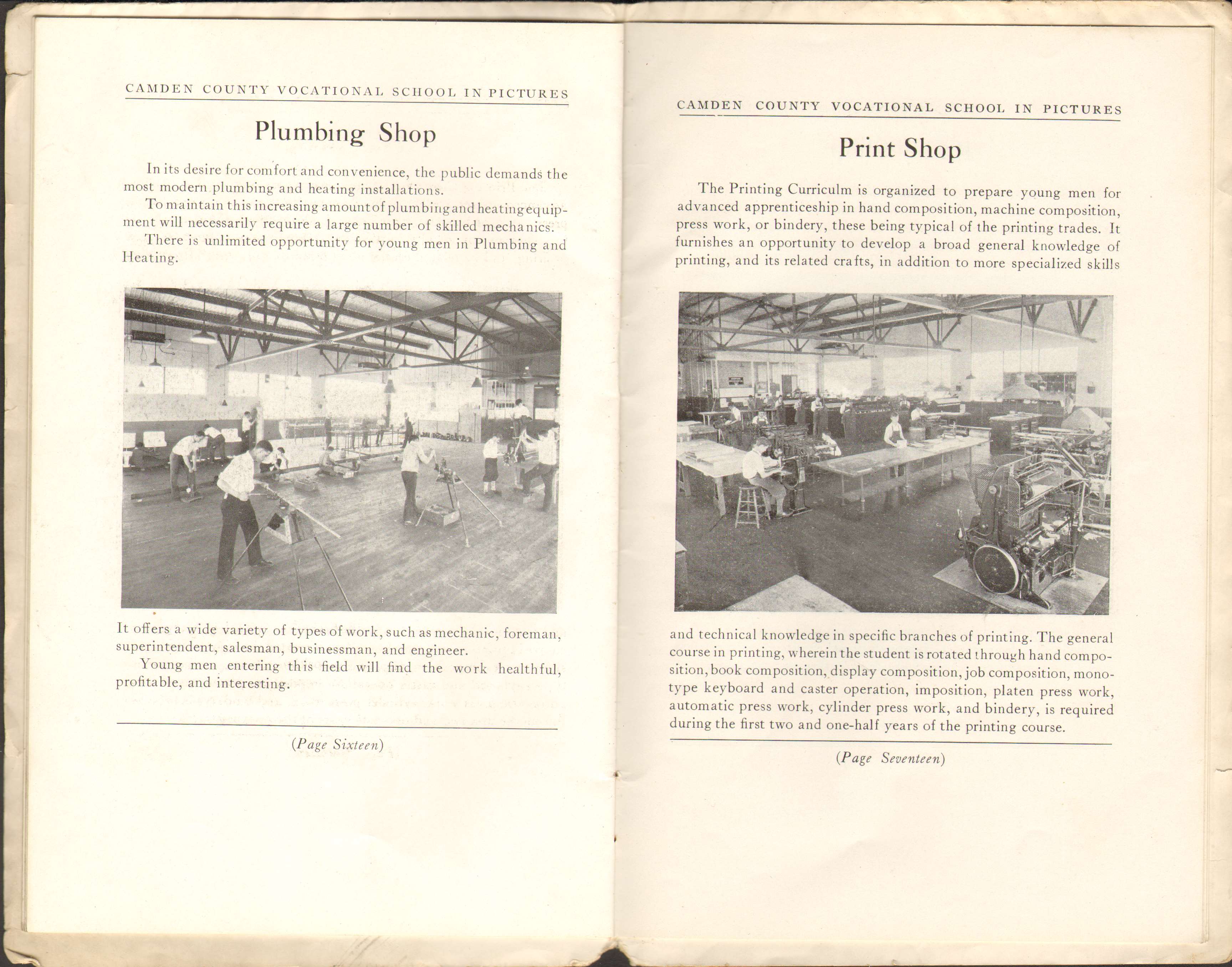 Open House Souvenir Booklet page 16, Camden County Vocational School, 1939