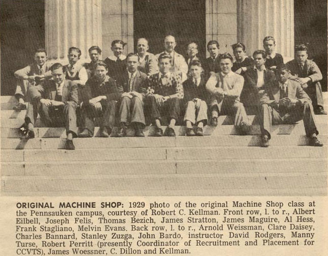 Machine shop students at Camden County Vocational School, 1929