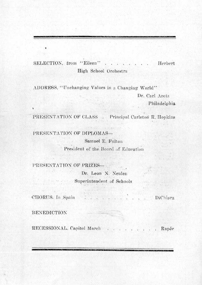 Page from the Camden High School January 1934 commencement program