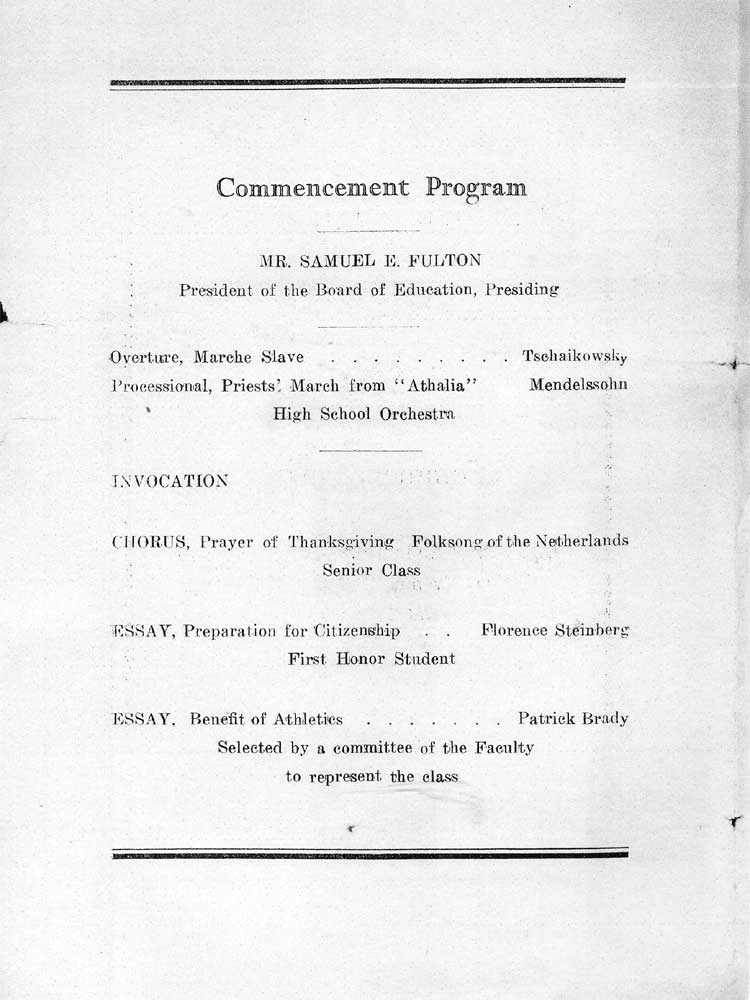 Page from the Camden High School January 1934 commencement program
