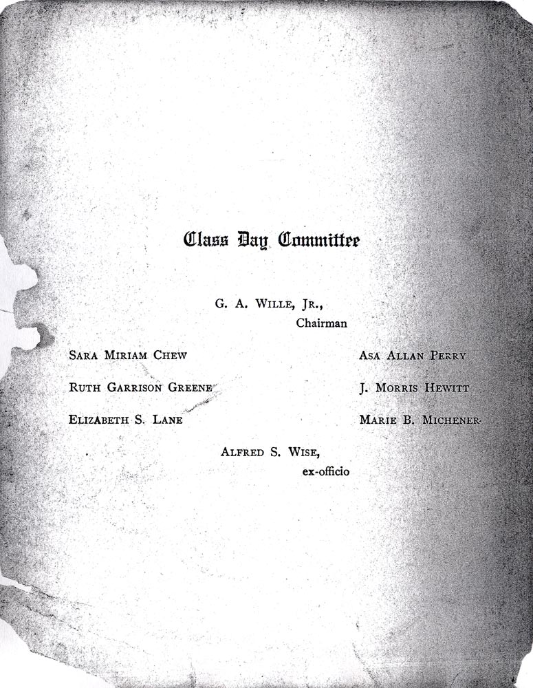 Page from the 1910 Camden High School graduation program