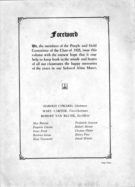Camden High School 1923 yearbook page 3