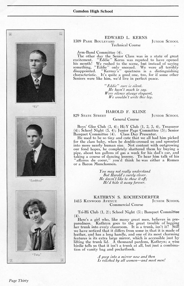 Camden High School 1923 yearbook page 30