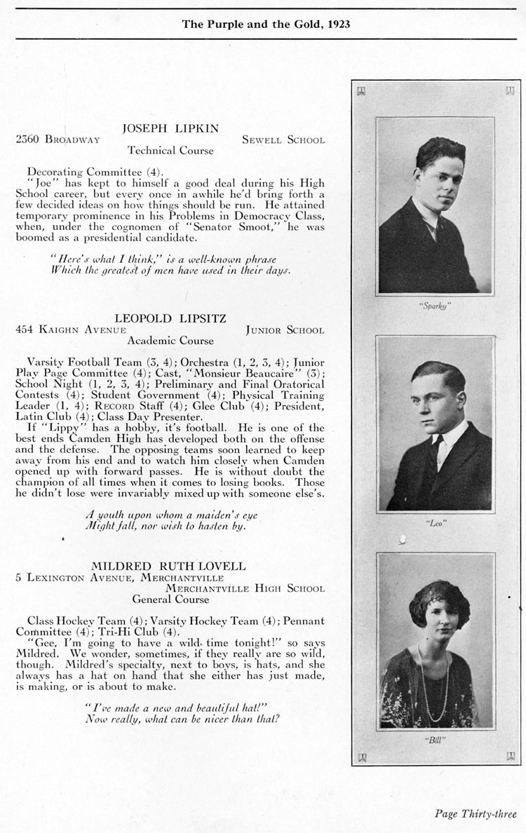 Camden High School 1923 yearbook page 33