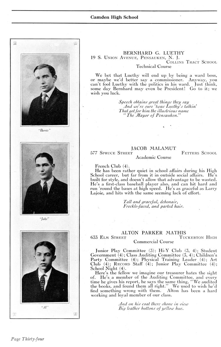 Camden High School 1923 yearbook page 34