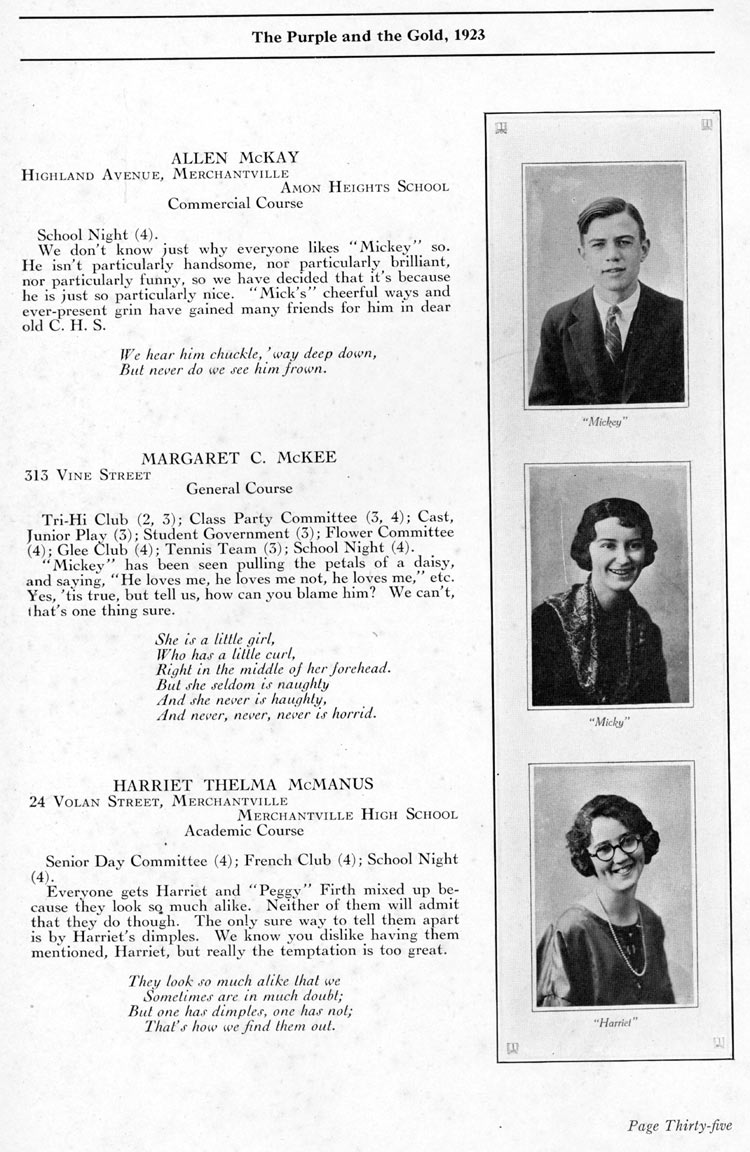 Camden High School 1923 yearbook page 35