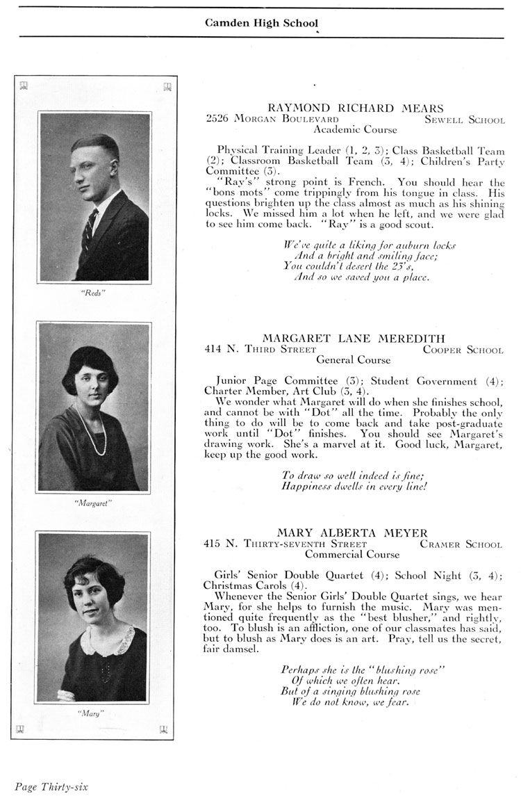 Camden High School 1923 yearbook page 36