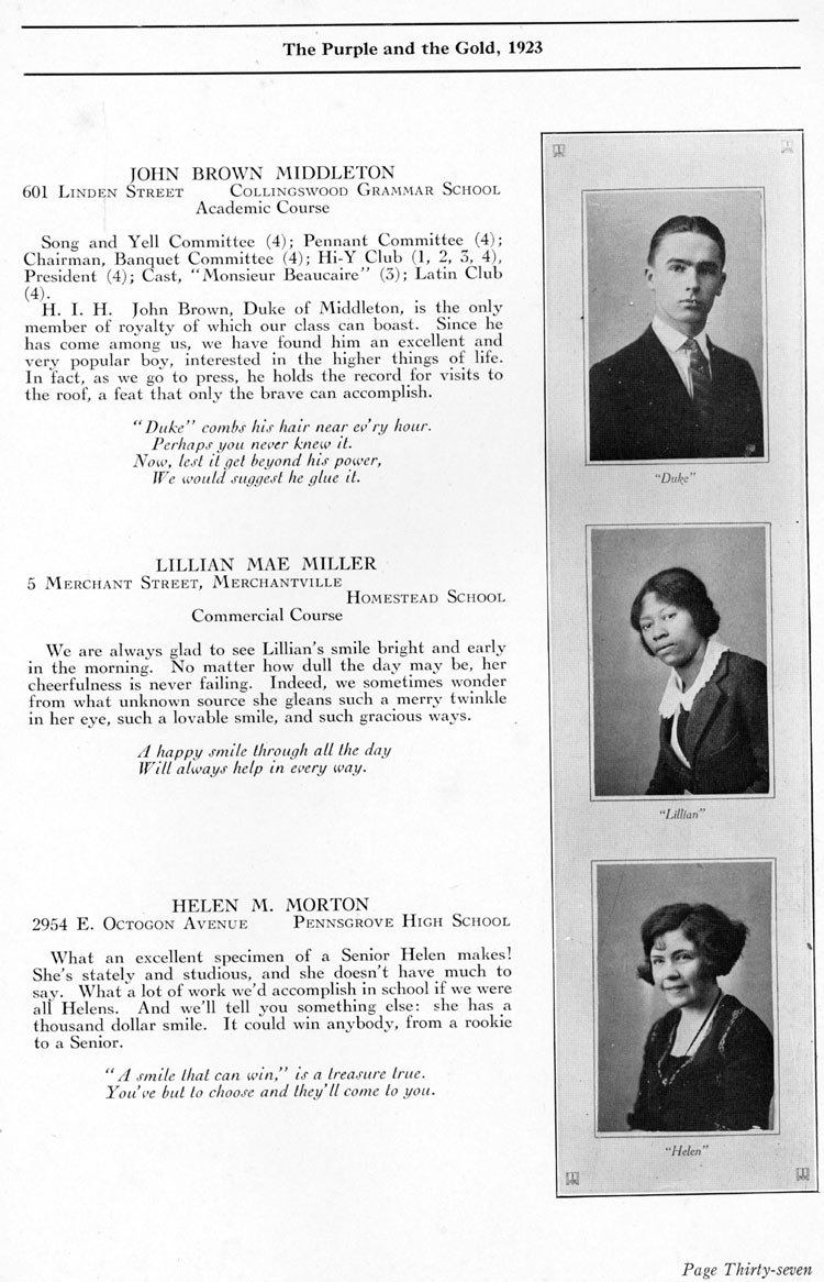 Camden High School 1923 yearbook page 37
