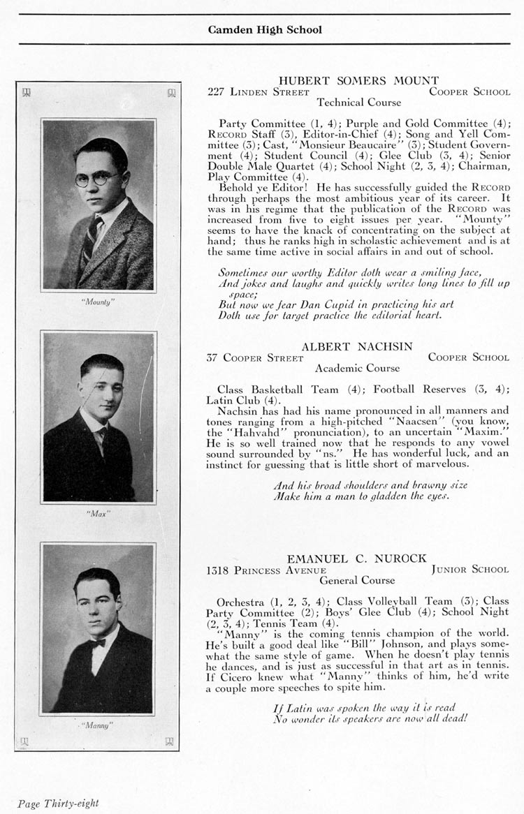 Camden High School 1923 yearbook page 38