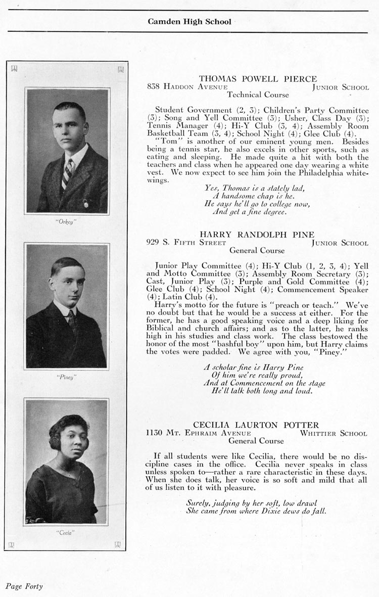 Camden High School 1923 yearbook page 40
