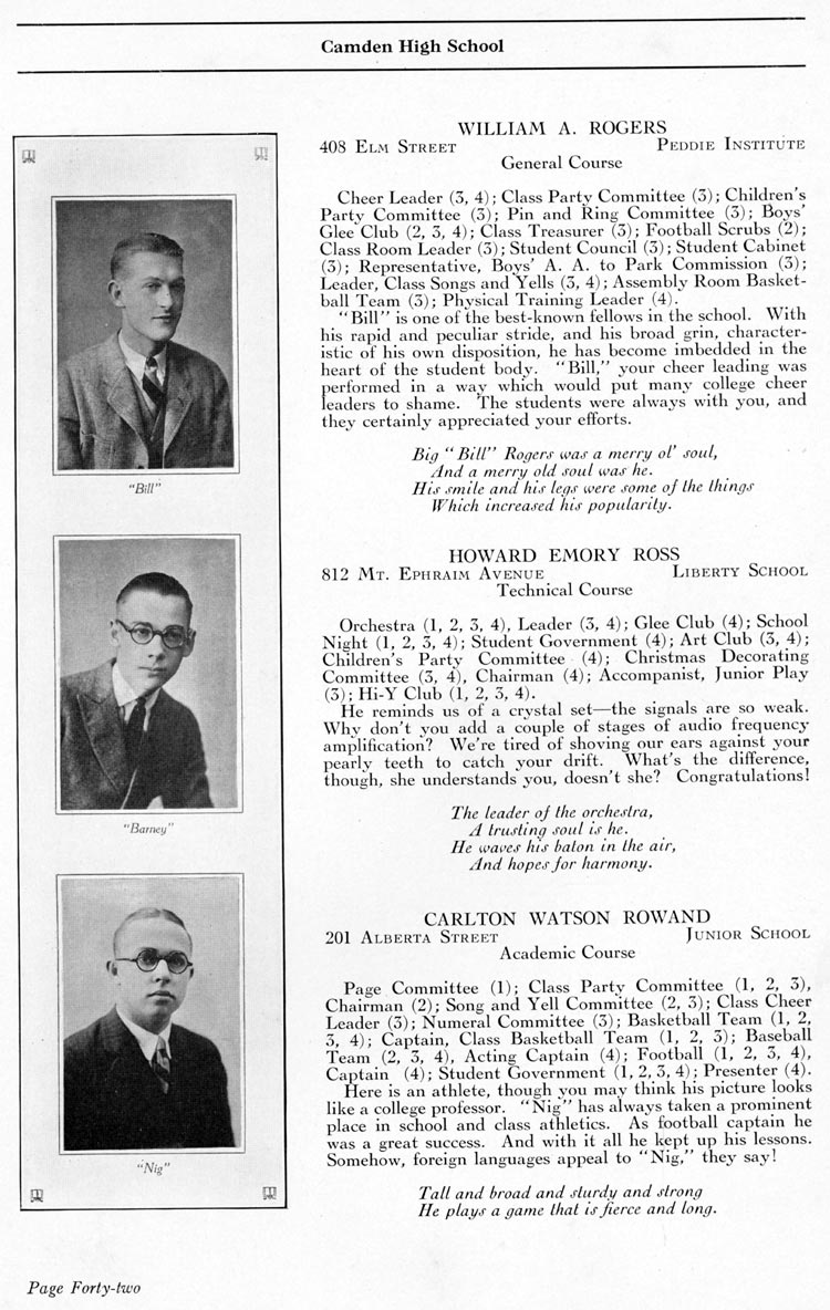 Camden High School 1923 yearbook page 42