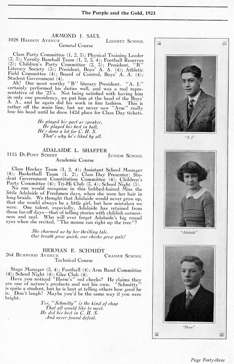 Camden High School 1923 yearbook page 43