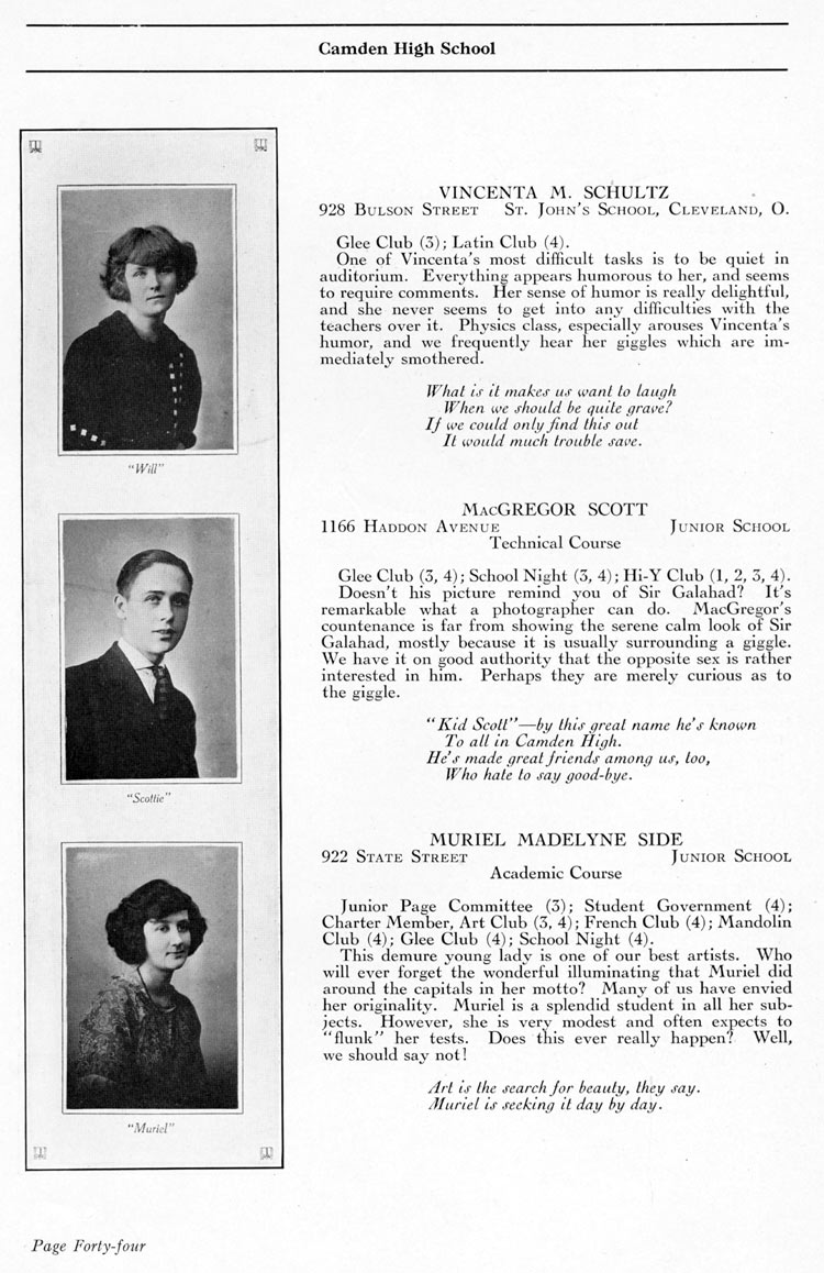 Camden High School 1923 yearbook page 44