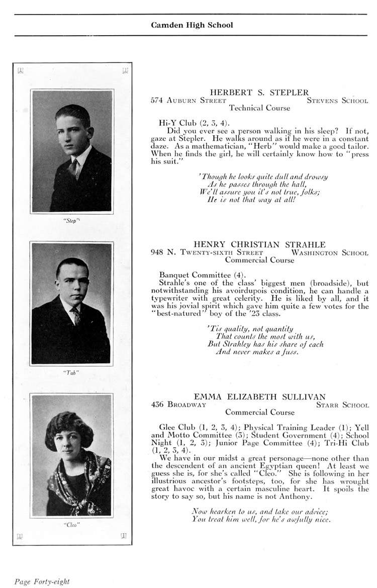 Camden High School 1923 yearbook page 48