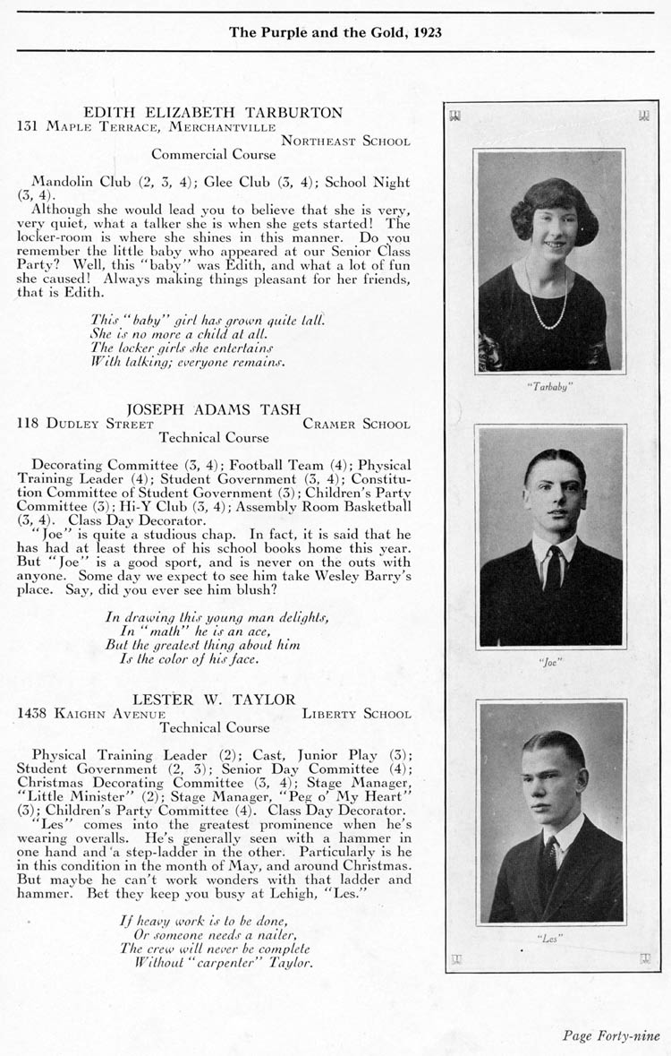 Camden High School 1923 yearbook page 49