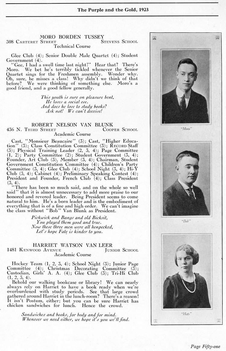 Camden High School 1923 yearbook page 51