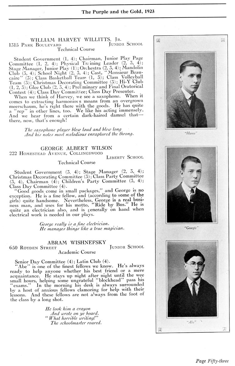 Camden High School 1923 yearbook page 53