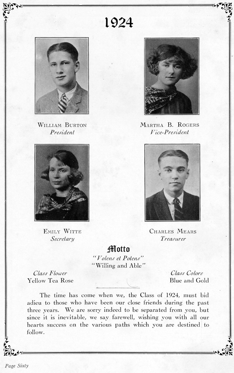 Camden High School 1923 yearbook page 60 — Class of 1924 officers