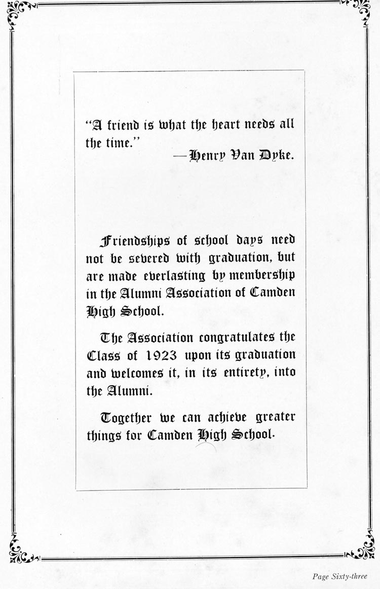 Camden High School 1923 yearbook page 63