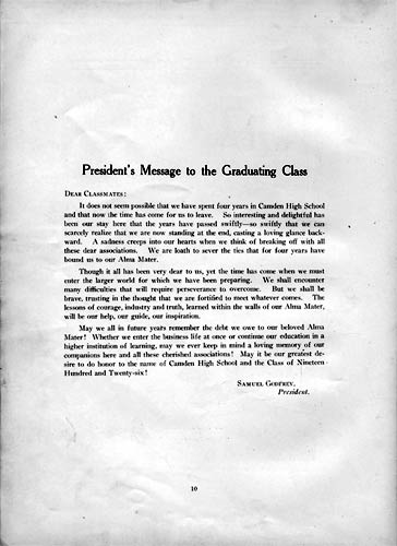 President's message page, 1926