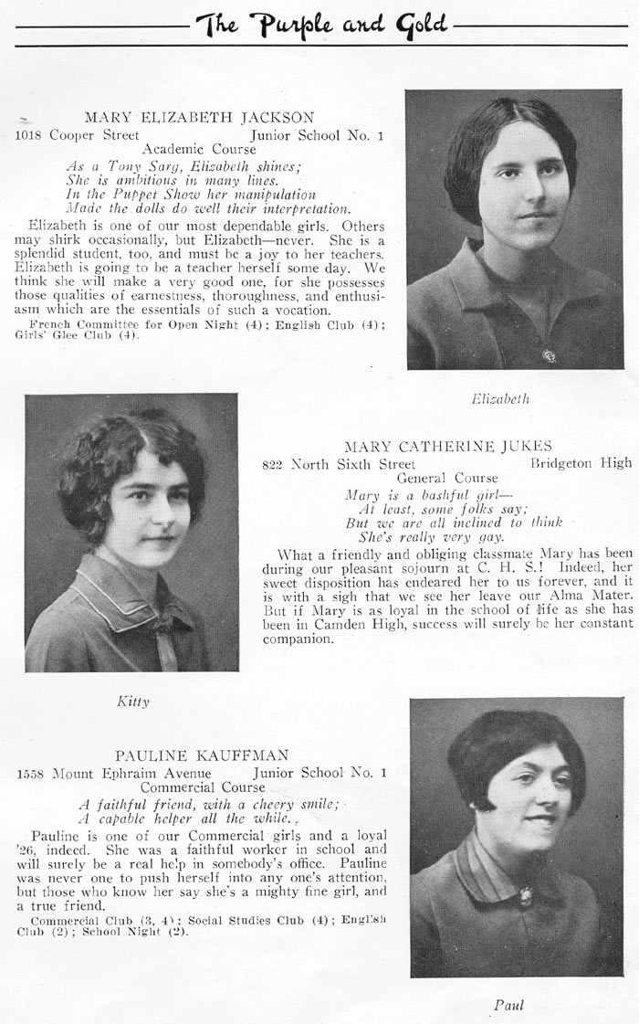 Yearbook page 21, Class of 1926