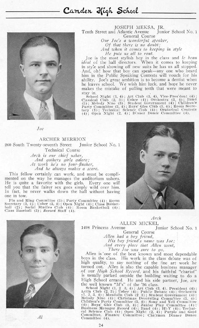 Yearbook page 24, Class of 1926