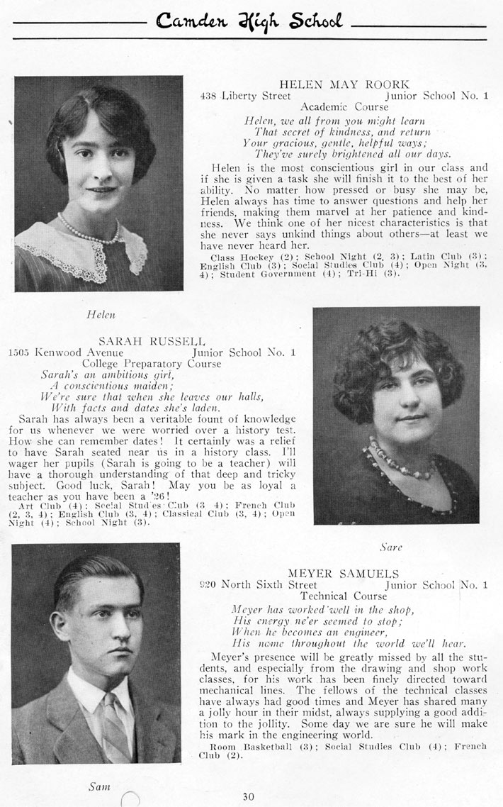 Yearbook page 30, Class of 1926