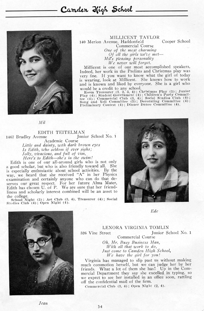 Yearbook page 34, Class of 1926