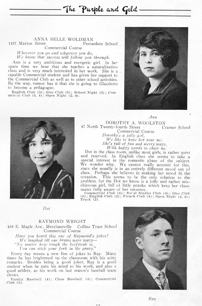 Yearbook page 37, Class of 1926