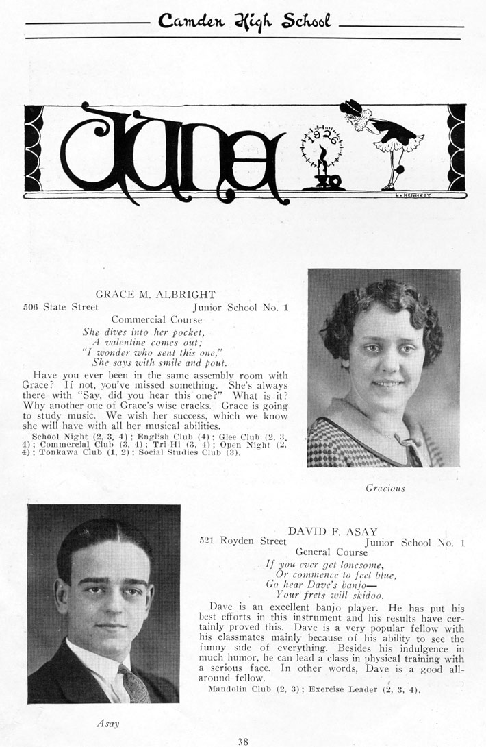 Yearbook page 38, Class of 1926