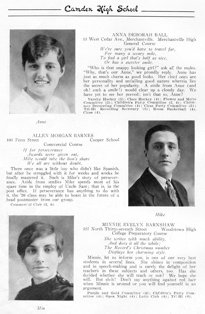 Yearbook page 40, Class of 1926