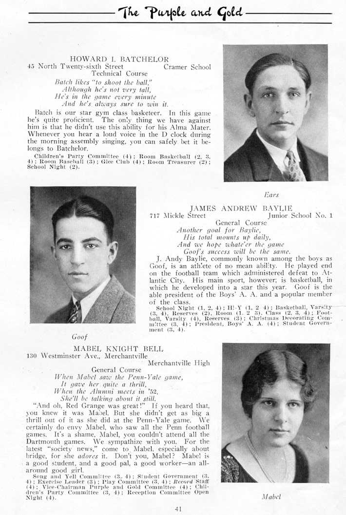 Yearbook page 41, Class of 1926