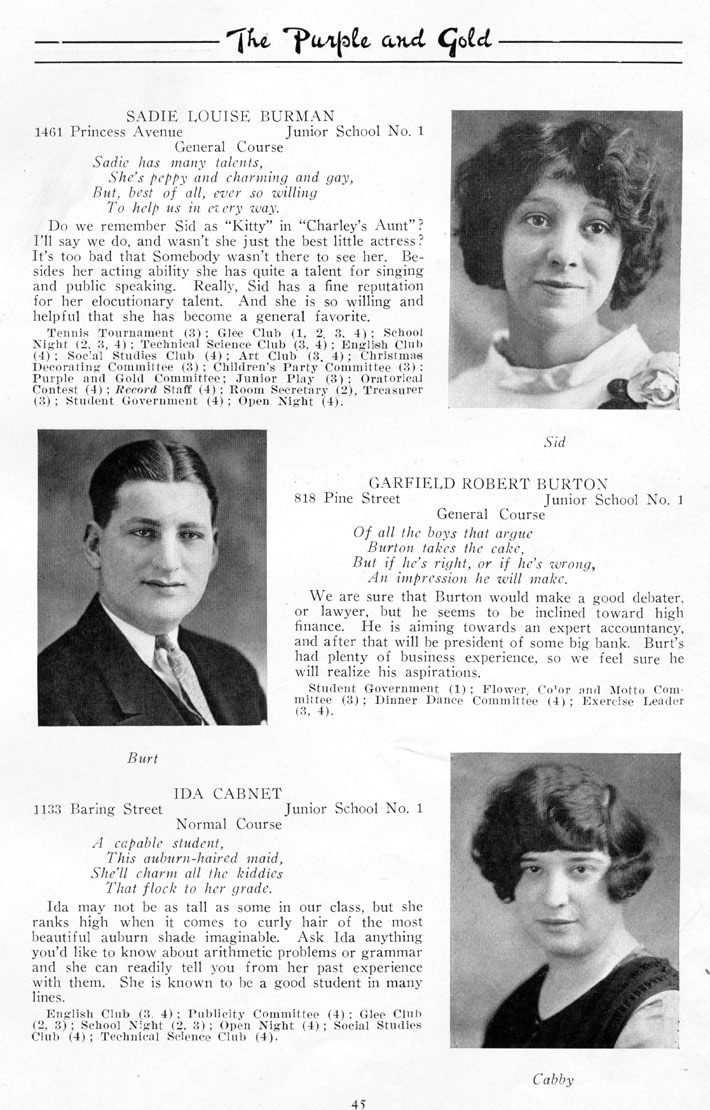 Yearbook page 45, Class of 1926
