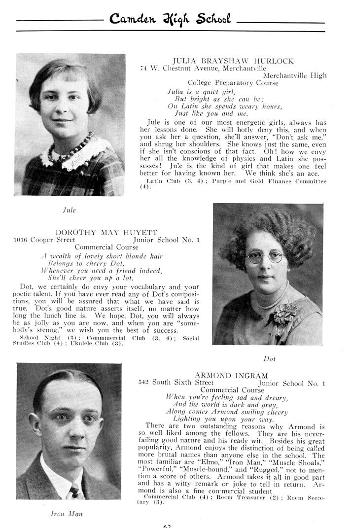 Yearbook page 63, Class of 1926