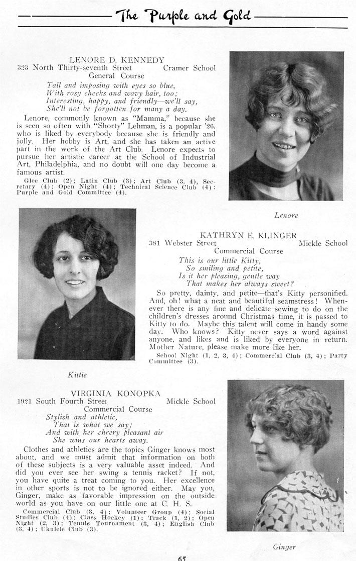 Yearbook page 66, Class of 1926
