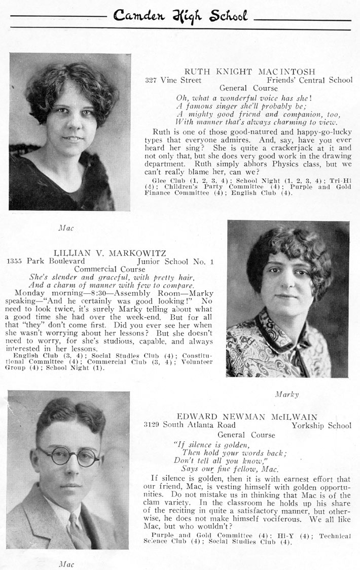 Yearbook page 73, Class of 1926