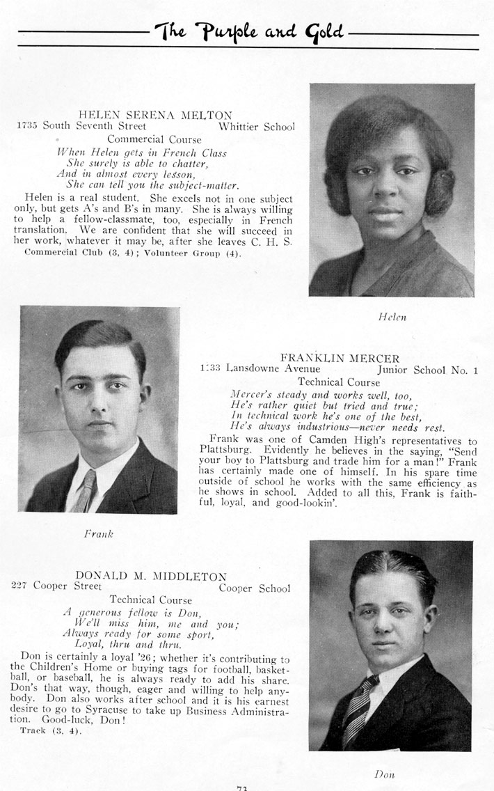 Yearbook page 74, Class of 1926