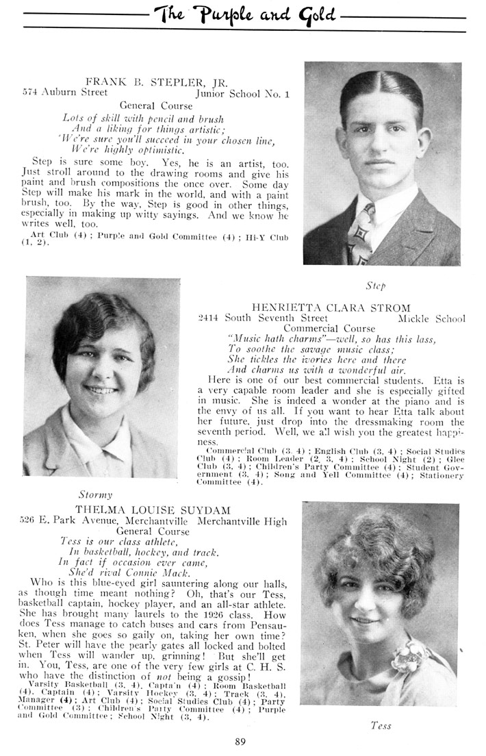 Yearbook page 90, Class of 1926