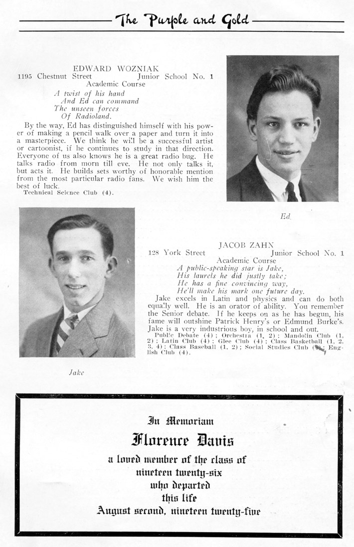 Yearbook page 98, Class of 1926