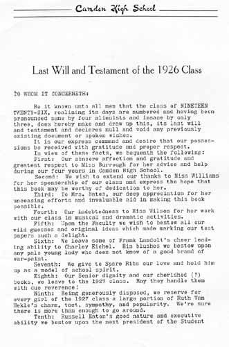 Yearbook page 106, Class of 1926