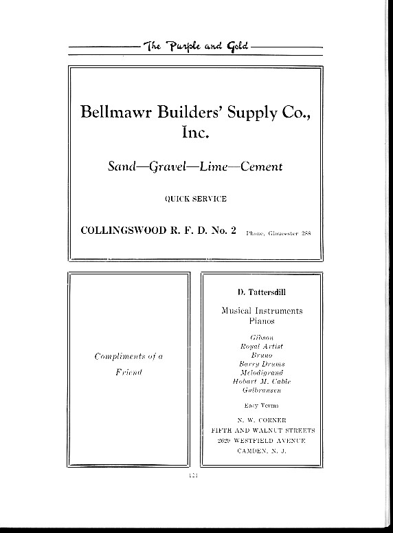 Advertisers page 121, Class of 1926 yearbook