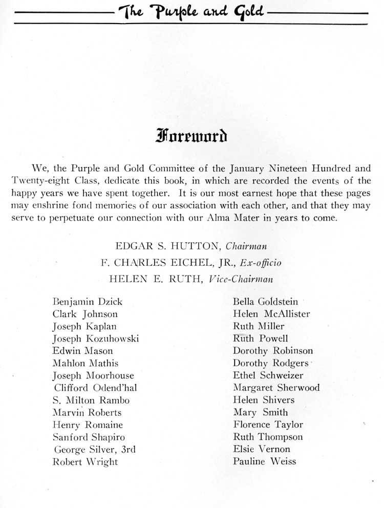Foreword page, Camden High School January 1928 yearbook