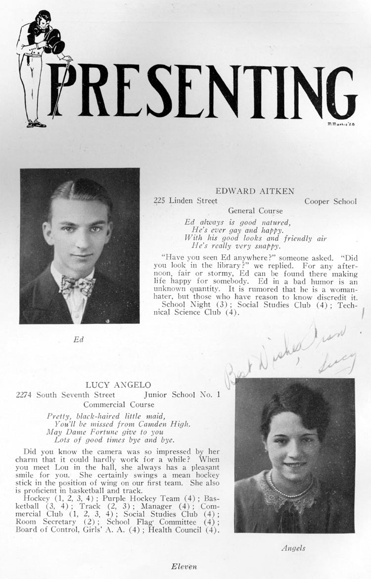 Class portraits page 11: Richard Knight Aitken, Lucy Angelo