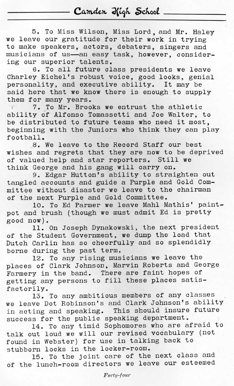 The Last Will and Testament of the January Class of 1928, page 44