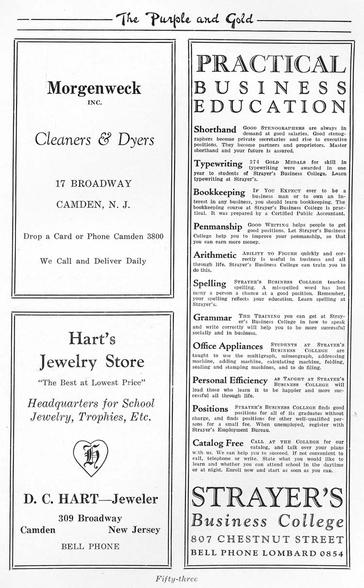 Advertisers page 52: Morgenweck Inc., Hart's Jewelry Store