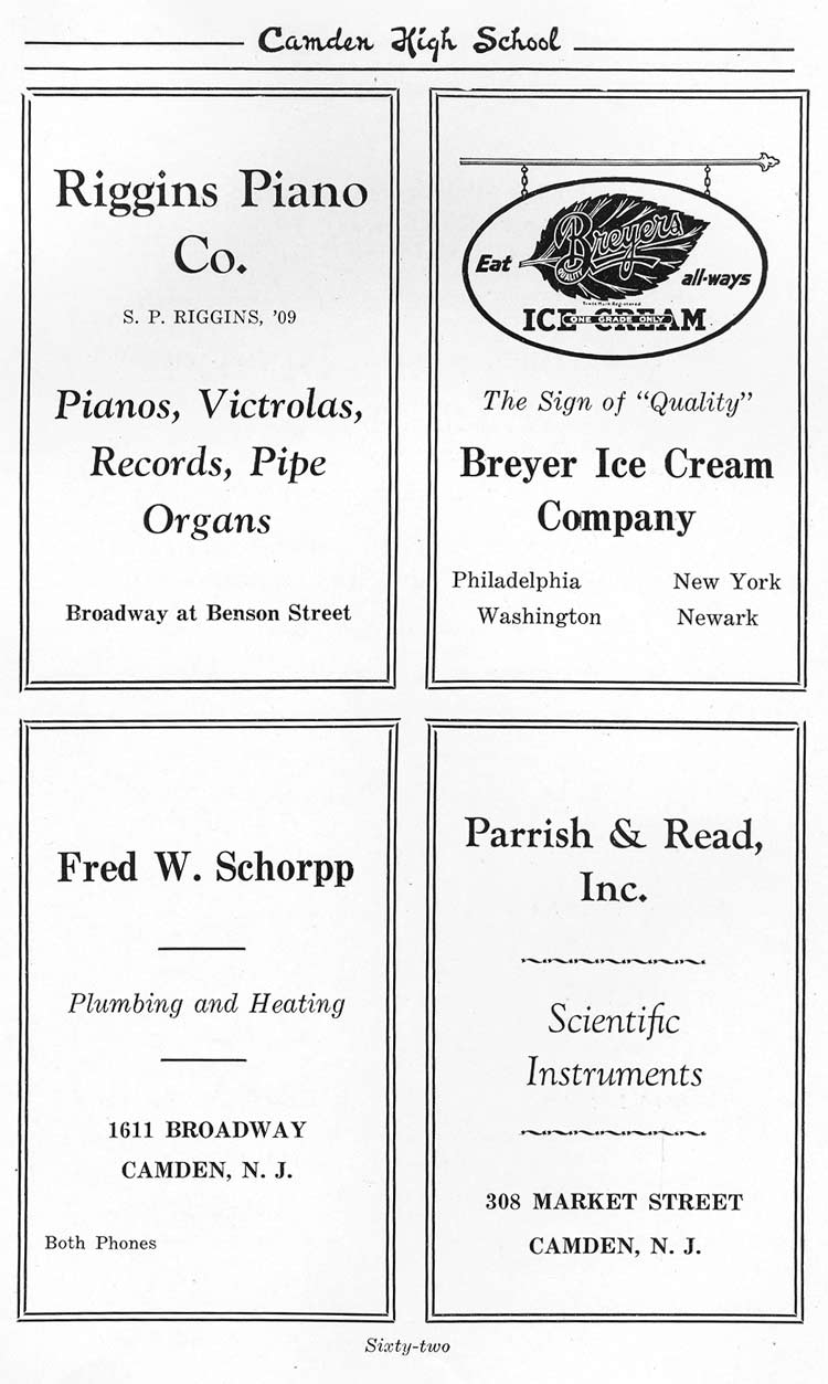 Advertisers page 62: 1924 graduates ad page