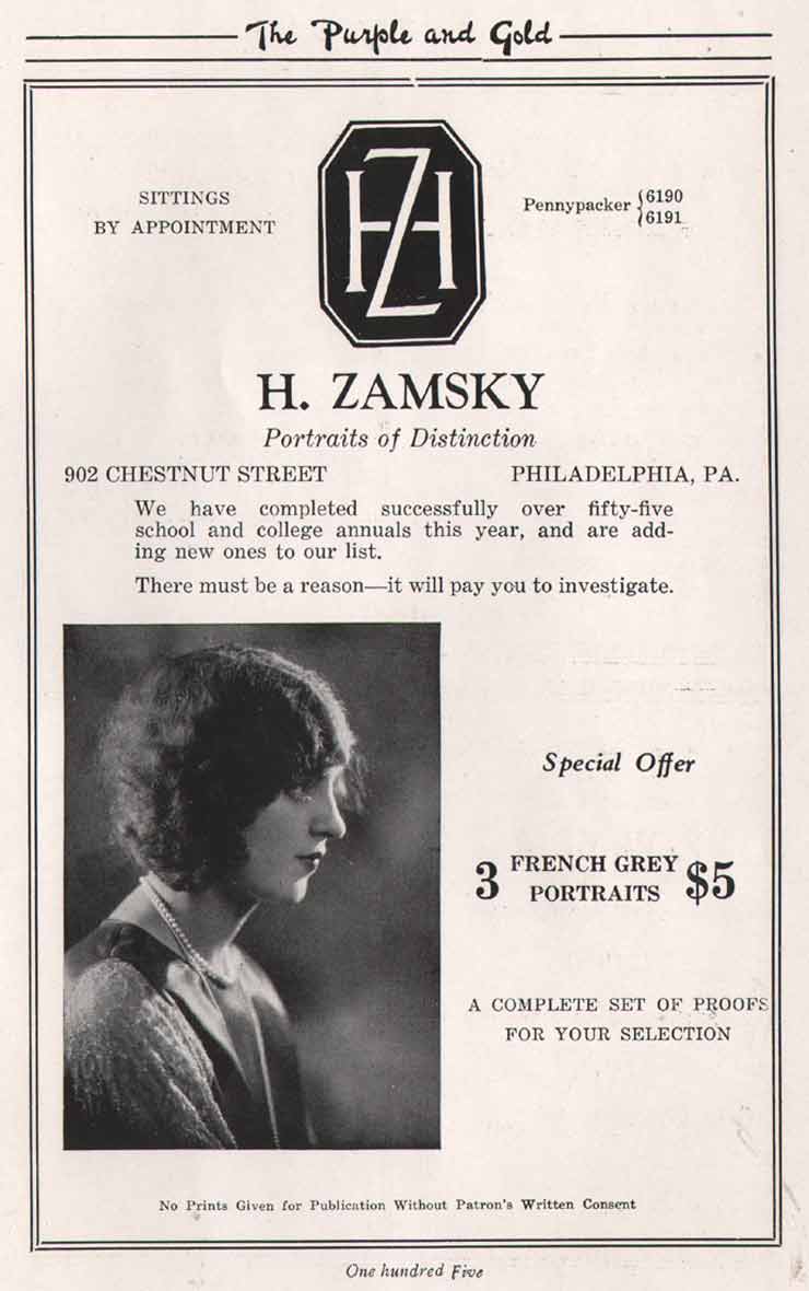 Yearbook advertisement page 105