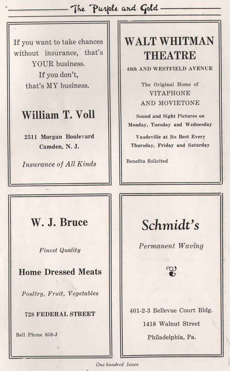 Yearbook advertisement page 107