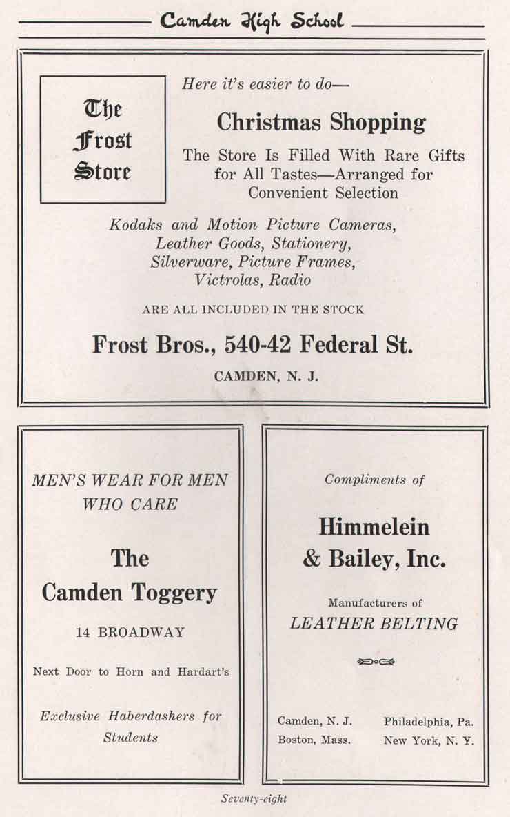 Yearbook advertisement page 78